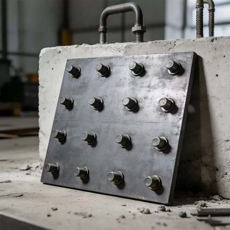 Indstøbt stålplade